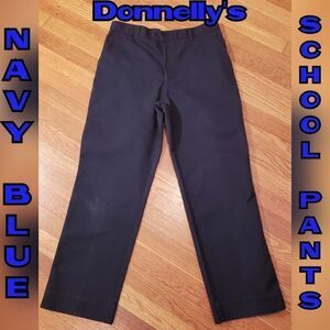 2 Pairs Navy Blue Uniform Pants Boys 32W 32L Adjustable Waist